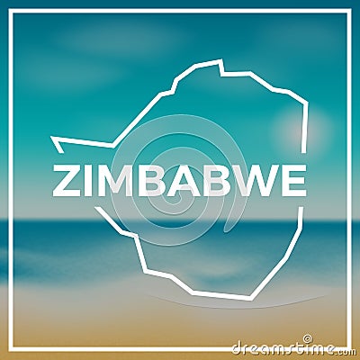 Zimbabwe map rough outline against the backdrop. Vector Illustration