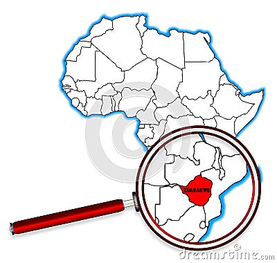 Zimbabwe Under A Magnifying Glass Vector Illustration