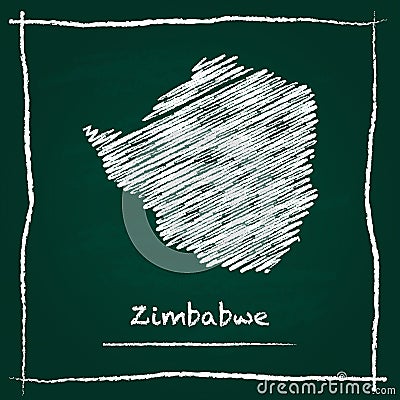 Zimbabwe outline vector map hand drawn with chalk. Vector Illustration