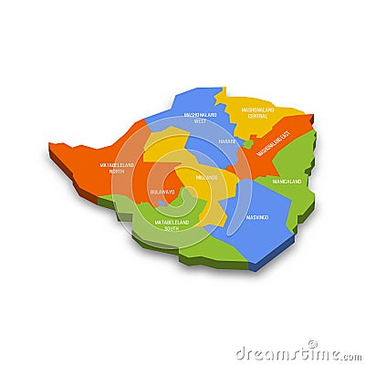 Zimbabwe political map of administrative divisions Vector Illustration