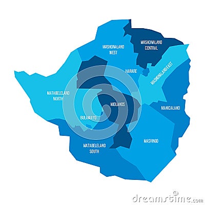 Zimbabwe political map of administrative divisions Vector Illustration