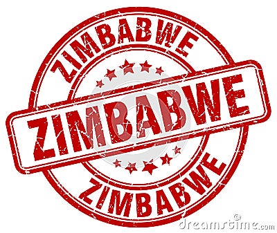 Zimbabwe red grunge round stamp Vector Illustration