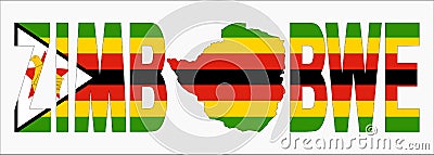 Zimbabwe text with map Vector Illustration