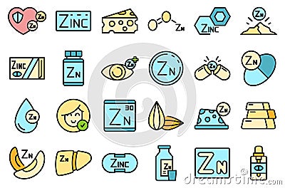 Zinc icons set vector flat Vector Illustration