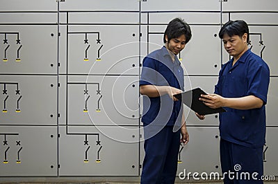 Zinc mine. engineer consult about work. Editorial Stock Photo