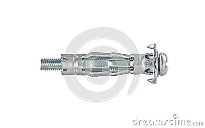 Zinc plated steel molly bolt, isolated, photo stacking Stock Photo