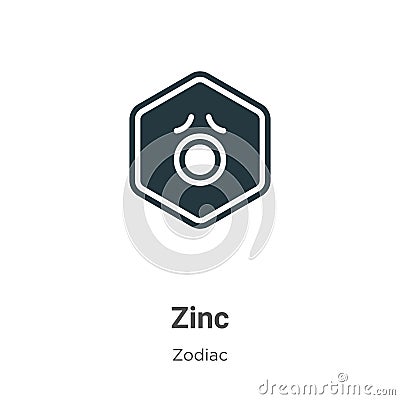 Zinc vector icon on white background. Flat vector zinc icon symbol sign from modern zodiac collection for mobile concept and web Vector Illustration