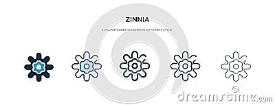 Zinnia icon in different style vector illustration. two colored and black zinnia vector icons designed in filled, outline, line Vector Illustration
