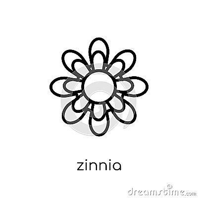 Zinnia icon. Trendy modern flat linear vector Zinnia icon on white background from thin line nature collection Vector Illustration
