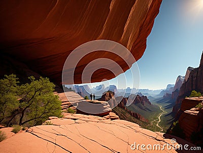 Zion National Park Incorporate a foreground element made with generative ai Stock Photo