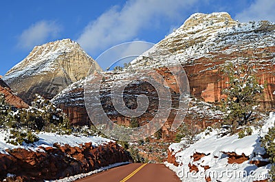 Zion National Park in Winter2: Views of Highway 9 towards Kanab, Uth Stock Photo