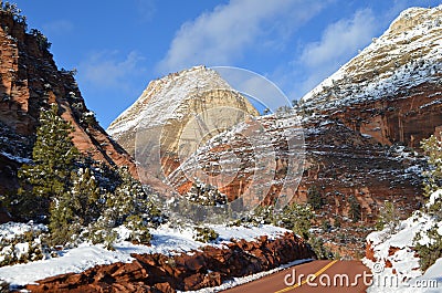 Zion National Park in Winter: Views of Highway 9 towards Kanab, Uth Stock Photo