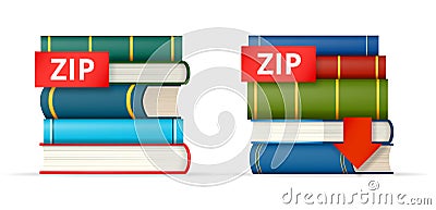 ZIP books stacks icons Vector Illustration