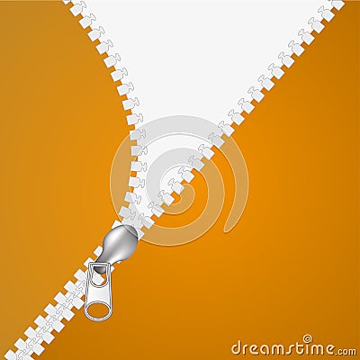 Zip closure over white and orange background. Vector illustration Vector Illustration