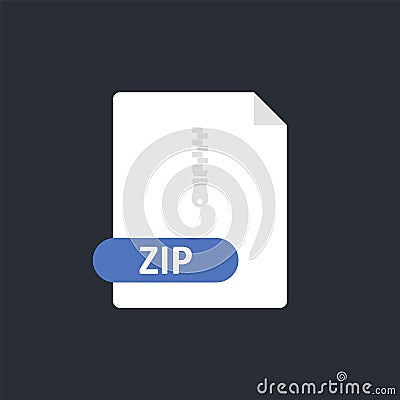 Zip file icon. Archive file with compressed information. Zipper icon. Vector Stock Photo