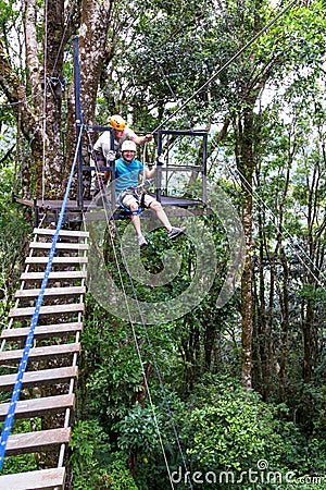 Zip line canopy tours in Costa Rica Editorial Stock Photo