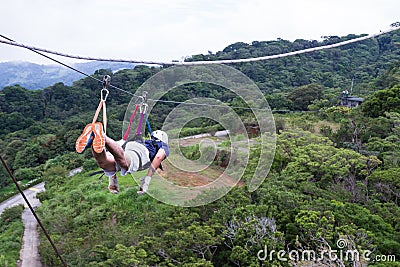 Zip line canopy tours in Costa Rica Editorial Stock Photo