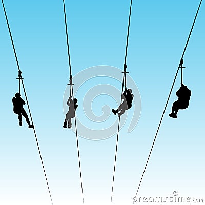 Zip Line Race Vector Illustration