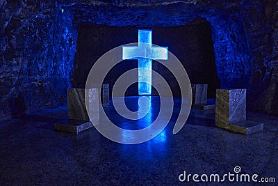 Cathedral of Zipaquira, built into an underground salt mine Editorial Stock Photo