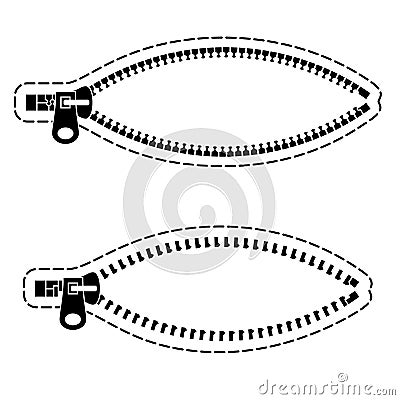 Zipper black symbols Vector Illustration