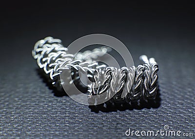 Zipper clapton coil build for vaping rebuildable atomizer Stock Photo