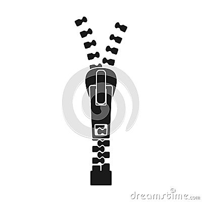 Zipper icon isolated on white background, Clothes zip, split cloth pulling zip, open or unzipped and close or zipper Vector Illustration