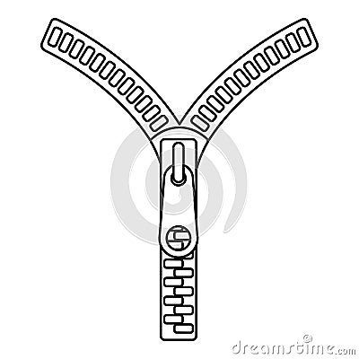 Zipper with lock icon, outline style Vector Illustration