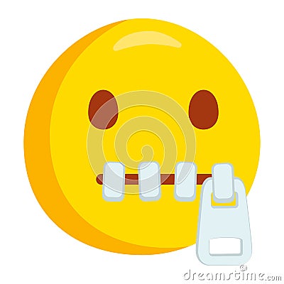 Zipper Mouth Face Emoji Icon Illustration. Lips Sealed Vector Symbol Emoticon Design Doodle. Vector Illustration