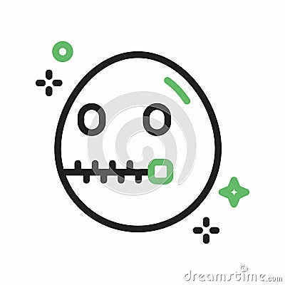 Zipper-Mouth Face icon vector image. Vector Illustration