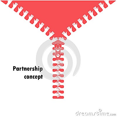 Zipper symbol and handshake businessman agreement on background. Vector Illustration