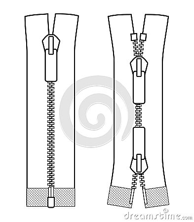 Zipper types vector illustration isolated on white background Vector Illustration