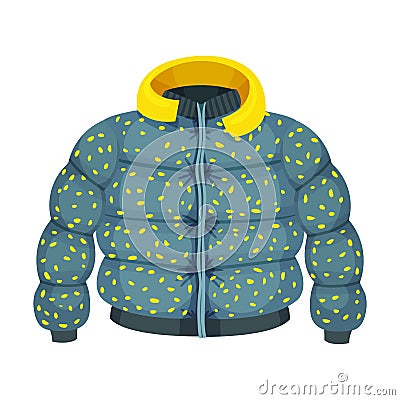 Zippered Puffer Jacket with Hood as Womenswear Vector Illustration Vector Illustration