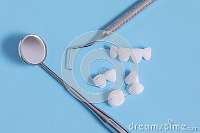 Zircon dentures , dental tools - Ceramic veneers - lumineers Stock Photo