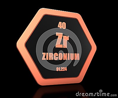 Zirconium chemical element periodic table symbol 3d render Stock Photo