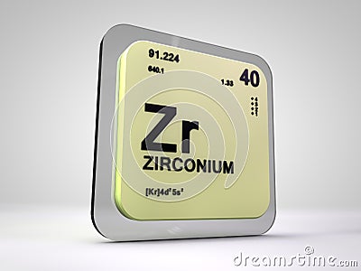 Zirconium - Zr - chemical element periodic table Stock Photo