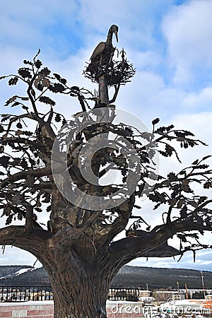 Zlatoust, Chelyabinsk region, Russia, January, 19, 2020. Tree of desires in the mountain park named after P. P. Bazhov on Krasnaya Editorial Stock Photo