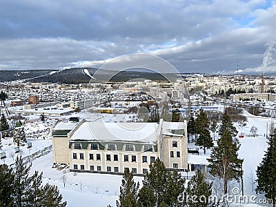 Zlatoust city in winter in cloudy day, Chelyabinsk region, southern Ural Stock Photo