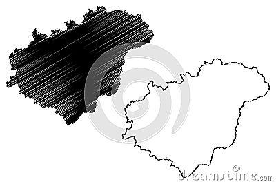 Zlin Region Bohemian lands, Czechia, Regions of the Czech Republic map vector illustration, scribble sketch ZlÃ­n map Vector Illustration