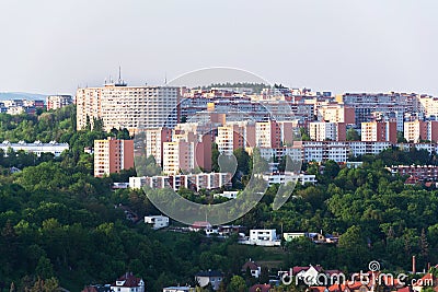 Zlin skyline with segment of southern slopes prefab housing estate, Moravia, Czech Republic Stock Photo