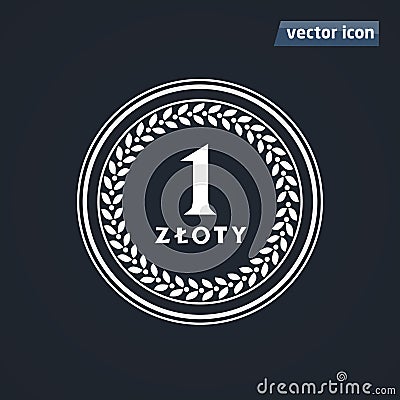 1 zloty old coins vecto Vector Illustration