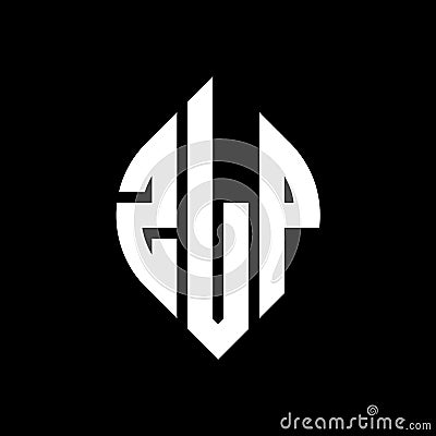 ZLP circle letter logo design with circle and ellipse shape. ZLP ellipse letters with typographic style. The three initials form a Vector Illustration