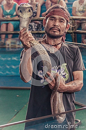 Zmielov shows the snake Editorial Stock Photo