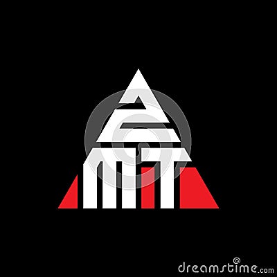 ZMT triangle letter logo design with triangle shape. ZMT triangle logo design monogram. ZMT triangle vector logo template with red Vector Illustration