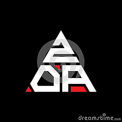 ZOA triangle letter logo design with triangle shape. ZOA triangle logo design monogram. ZOA triangle vector logo template with red Vector Illustration