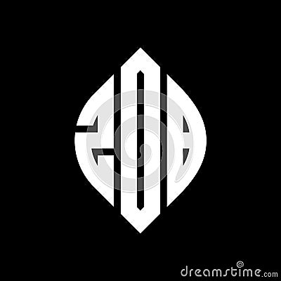 ZOB circle letter logo design with circle and ellipse shape. ZOB ellipse letters with typographic style. The three initials form a Vector Illustration