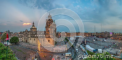 Zocalo square and Metropolitan cathedral of Mexico city Stock Photo