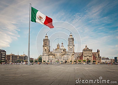 Zocalo Square and Mexico City Cathedral - Mexico City, Mexico Editorial Stock Photo