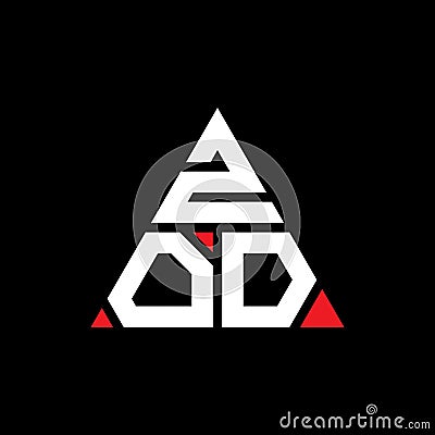 ZOD triangle letter logo design with triangle shape. ZOD triangle logo design monogram. ZOD triangle vector logo template with red Vector Illustration