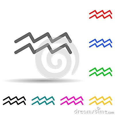 Zodiac Aquarius Saturn multi color style icon. Simple thin line, outline of web icons for ui and ux, website or mobile Stock Photo