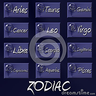 Zodiac buttons Stock Photo